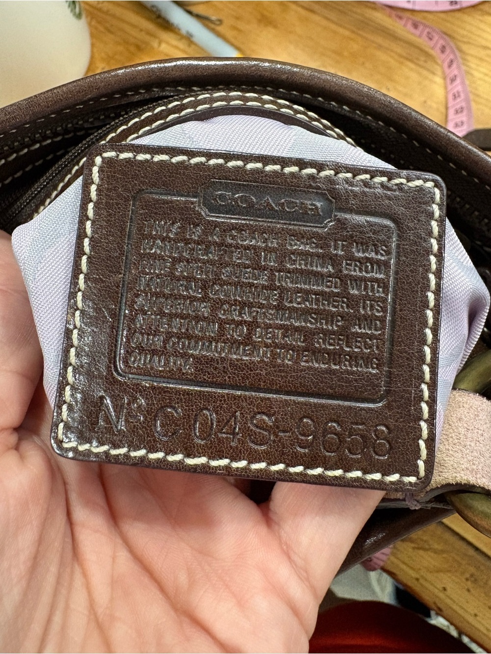 Vintage Y2K Coach Lavender Suede Mini Soho Hobo Shoulder Bag with brown leather - Picture 6 of 8
